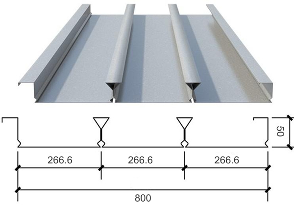 YXB50-266.6-800(B)闭口压型钢板