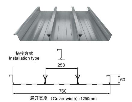 YXB60-253-760(B)-0.9厚闭口压型钢板